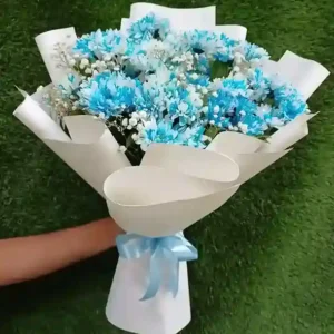 Blue White Daisy Bouquet Fresh Flowers Delivery