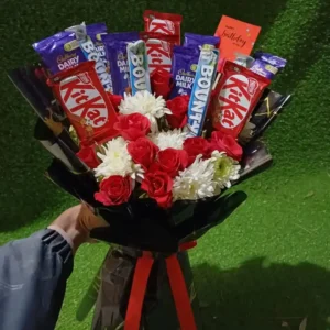 Chocolate Fresh Flowers Gift Bouquet