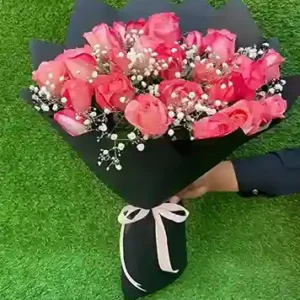 Pink Roses Bouquet Elegant Fresh Flowers