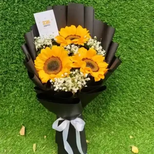 Sunlight Bliss Fresh Sunflower Bouquet with Babys Breath