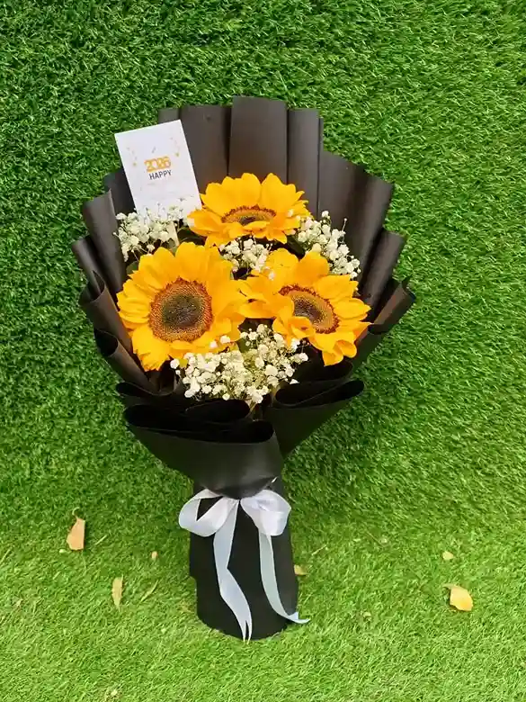 Sunlight Bliss Fresh Sunflower Bouquet with Babys Breath