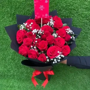 Premium Red Rose Black Velvet Bouquet